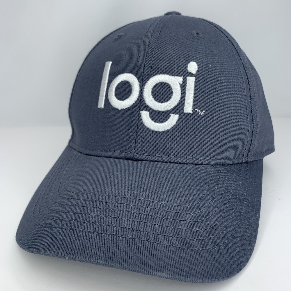 Logitech logi Hat Adjustable Gray Embroidered White Logo Cap Loves Premier